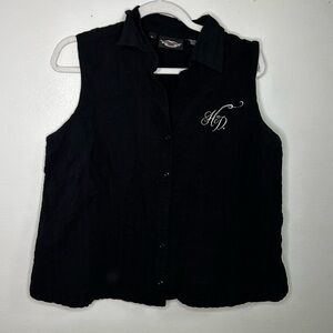 Harley Davidson black embroidered logo vest